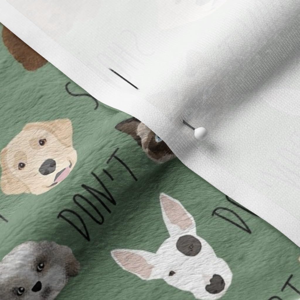 Spoonflower Fabric - Adopt Dogs Green Rescue Pet Portrait Printed on Minky Fabric by The Yard - Sewing Baby Blankets Quilt Backing Plush