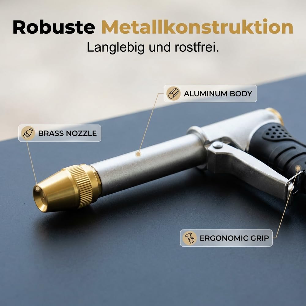 Pistolet de Nettoyeur Haute Pression, 2026 Nouveau Haute Pression Portable, Pistolet Haute Pression Lance de Nettoyage à Buse Réglable, Pistolet Arrosage pour Voiture Gouttière Terrasse (A)