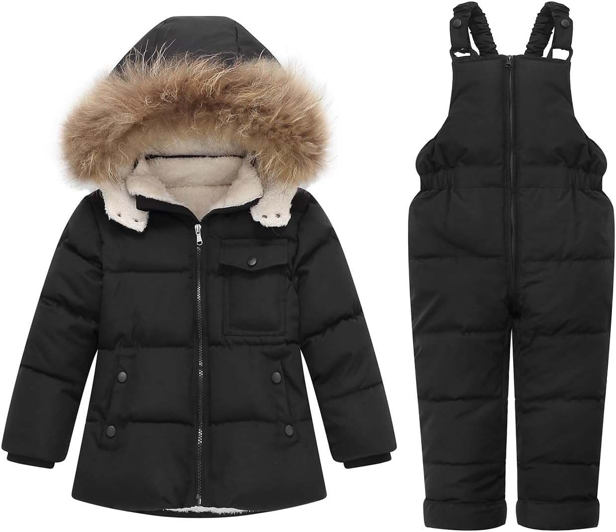 Baby Boy Winter Snowsuit Puffer Coat Toddler Girl Snow Pants Bib Jacket Clothes