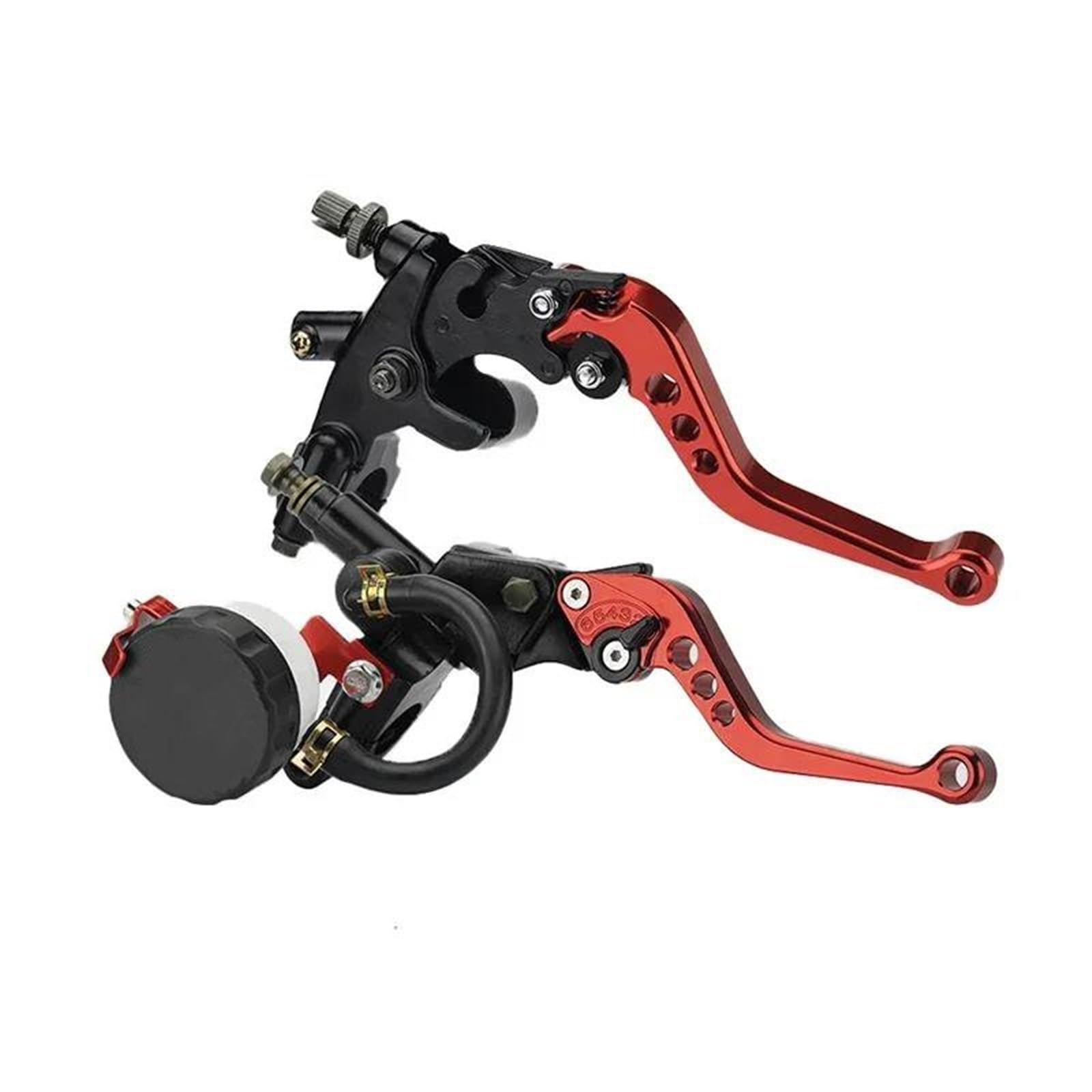 Kit De Leviers De Réservoir De Maître-Cylindre De Frein d'embrayage Réglable Universel pour Moto Guidon 7/8 "22 Mm Frein Main Embrayage Leviers(Red)