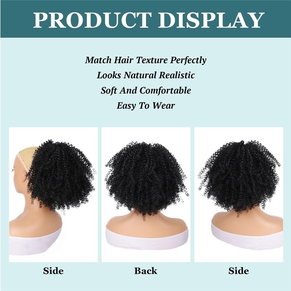 Panino per Capelli disordinato Chignon Afro Puff for Donne Nere, Sintetico, con Coulisse e Ricci, for Coda di Cavallo. Parrucchino a Coda di Cavallo per l'uso Quotidiano(4)