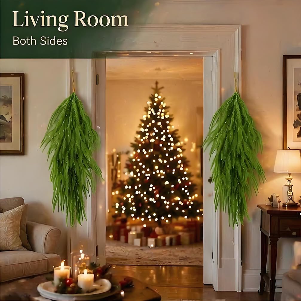 Artificial Norfolk Pine Christmas Teardrop Swag 71cm