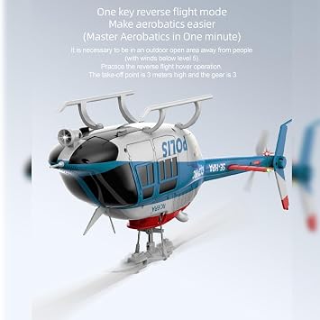 C138 PRO 1/33 Scale RC Helicopter Model, Bell 206 2.4G 6CH Flybarless Single Rotor Remote Control Helicopter, One Button Reverse Flight, for Adults and Advanced Users (RTF