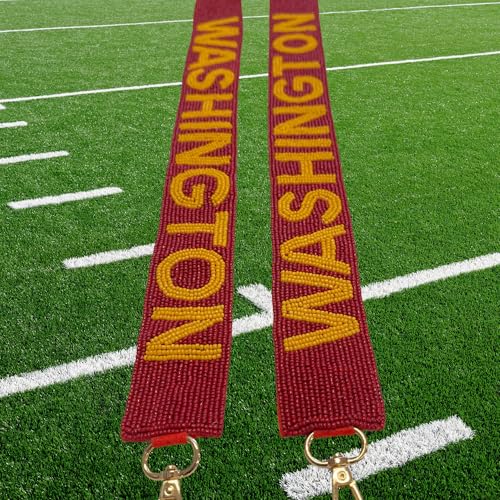 Washington Dark Red Beaded Purse Strap Yellow Letters 49” Length Pro Football Stadium Approved Clear Bag Commander Gold Hardware Sports Division East2