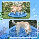 Jsdoin Hunde Pool -100cm aufblasbarer Hund Splash Hunde Pool, klappbarer verdickter Outdoor Hund Sprinkler Spielmatte für Sommer Garten Strand Hinterhof Sprinkler Wasser Spielzeug (blau)