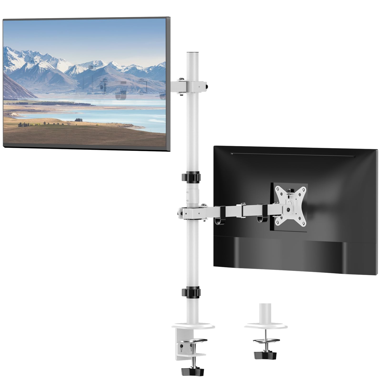 WORLDLIFT Supporto per Doppio Monitor Verticale per Schermo LED LCD da 17-32 Pollici Supporto VESA 75/100 mm Lunghezza dell'asta 80 cm Regolabile in altezza Capacità di peso 8KG