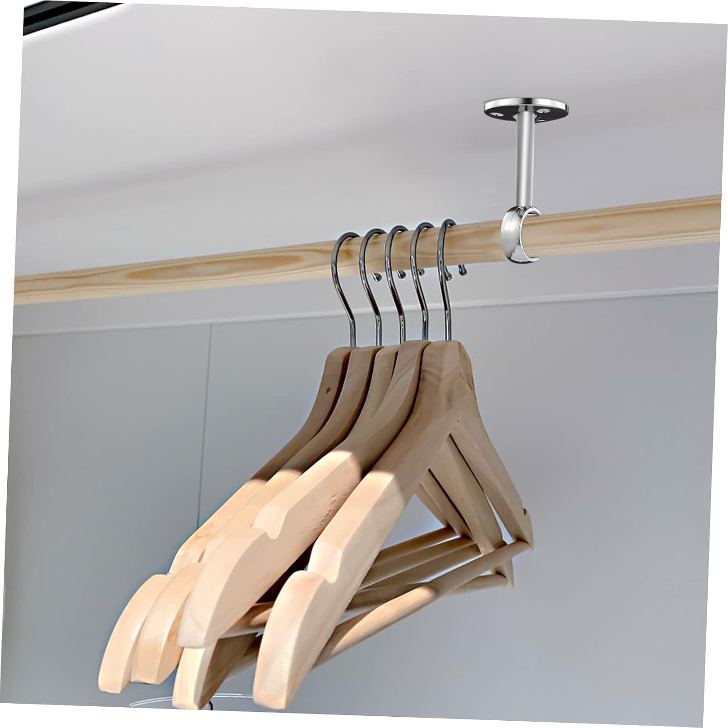 PRETYZOOM 8pcs Ceiling Mount Brackets for Curtains Rod Brackets Stainless Steel Clothing Seat Hook Multi-Functional Closet Rod Support