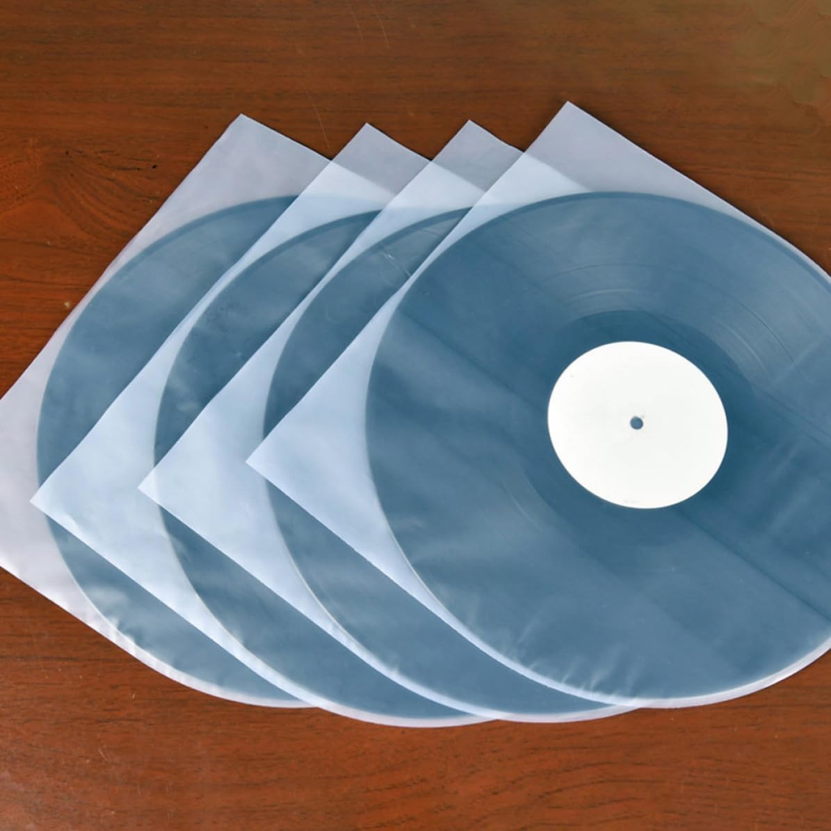 BETOOKY 100pcs Inch Vinyl Record Sleeves Anti-Static Design Sturdy Plastic Protective Covers for Vinyl Records Easy Sealing Inner Sleeves for Media Storage