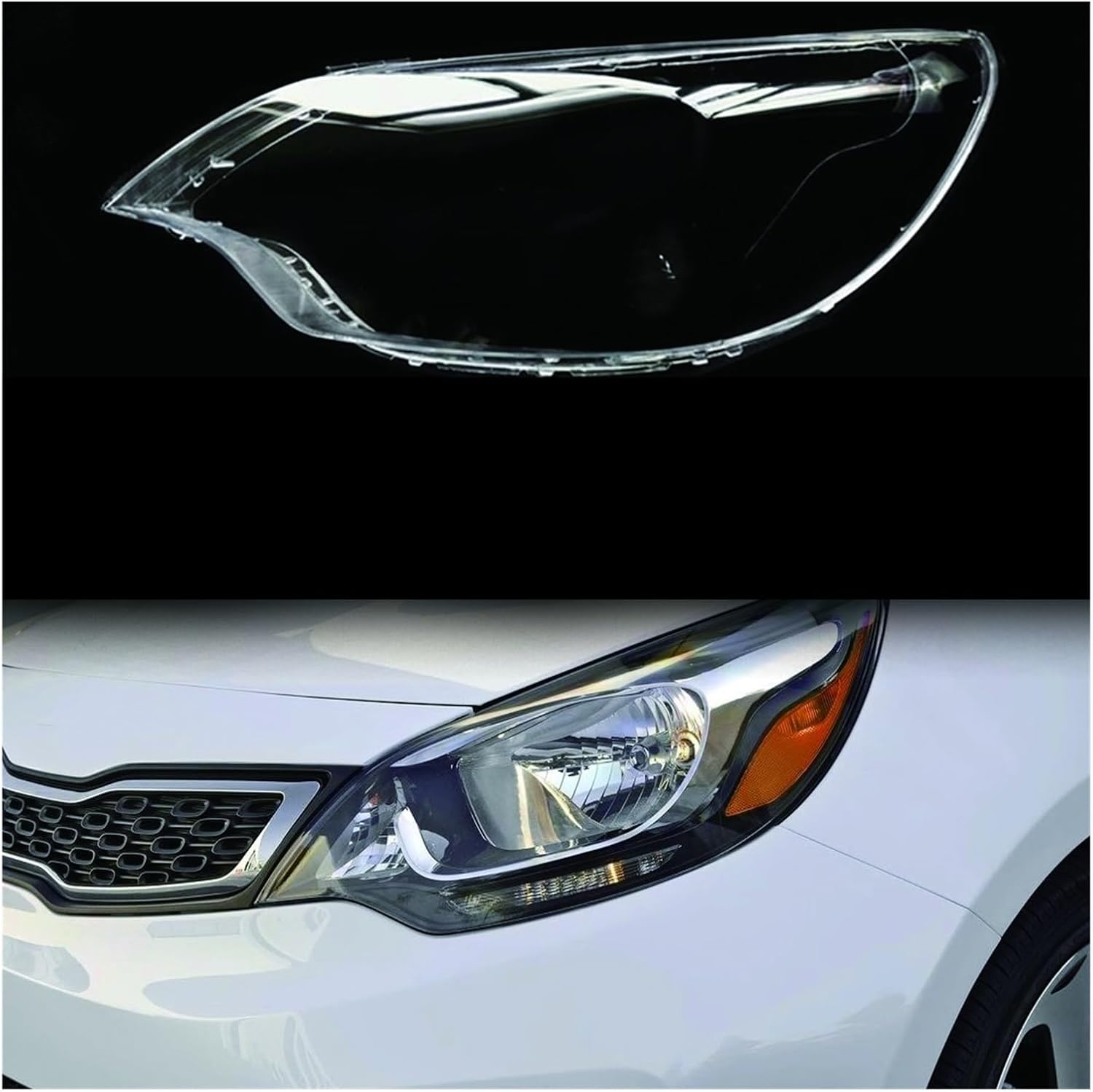 Compatible For Kia Rio 2014 2015 2016 Sedan Front Car Headlight Cover Lens Shell Lampcover Lampshade Headlamp Light Mask(1pcs Right)