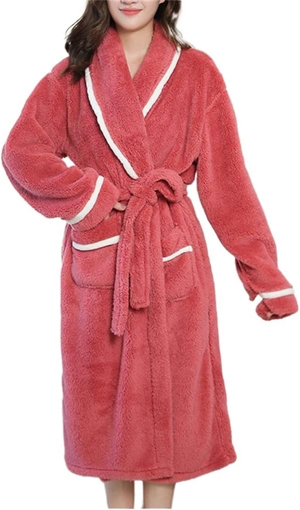 フィオレブ] 赤い女性の冬のバスローブ コーラル ベルベット
