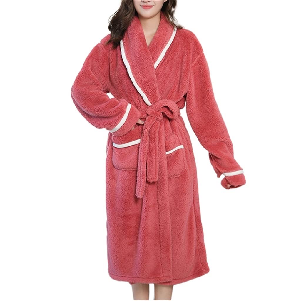 Peignoir d'hiver femme rouge en velours de corail noble et soyeux