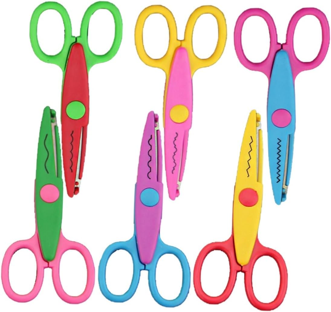 Artibetter 6PCS DIY Paper Cutter Set with Safety Scissors Mixed Patterns for Scrapbooking and Album Crafting Creative Tool for Lace Cuts and Fun Projects