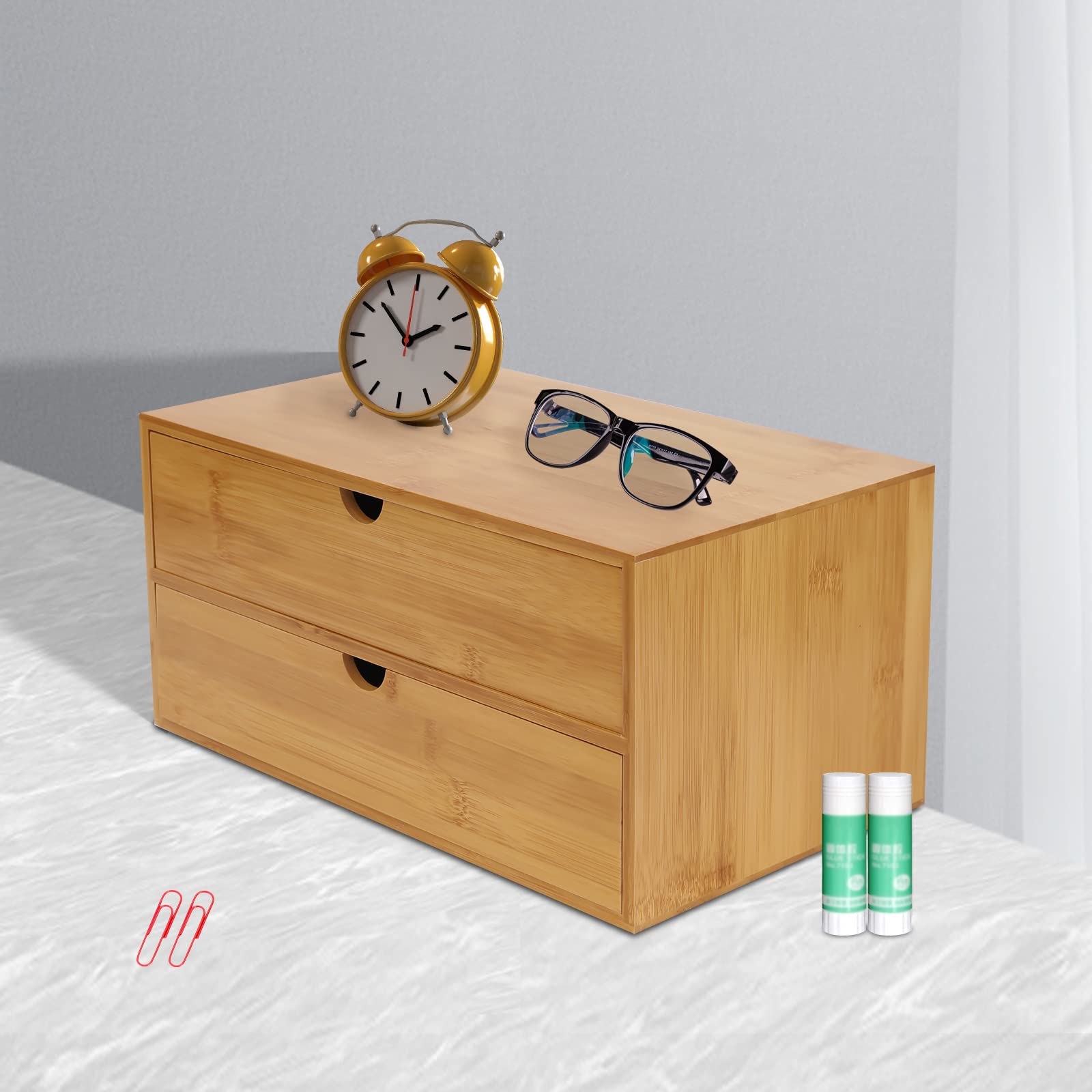 Organizer da scrivania in legno, mini cassetti da scrivania, organizer da scrivania (tipo 1 (2 cassetti)