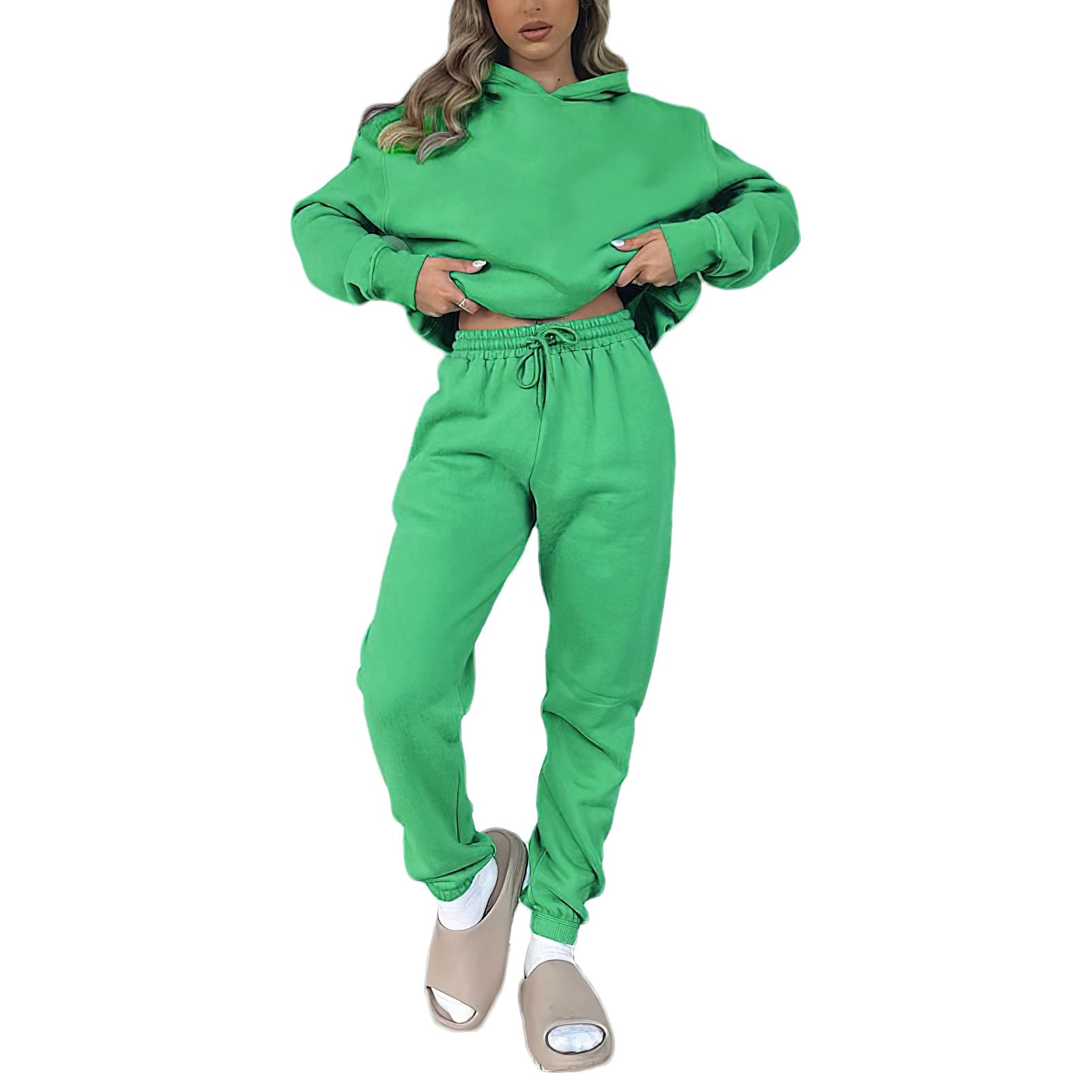 amropi Survêtement Femme Ensemble Chaud Pullover Sweat-Shirt à Capuche et Pantalon Jogging