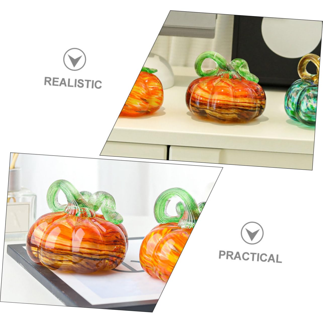 Design Realistico di Zucca Artificiale in Cristallo, Facile da Pulire, Ornamento da Tavolo per Halloween, Decorazione Autunnale, Decorazione per la casa di Halloween, Accento Deco