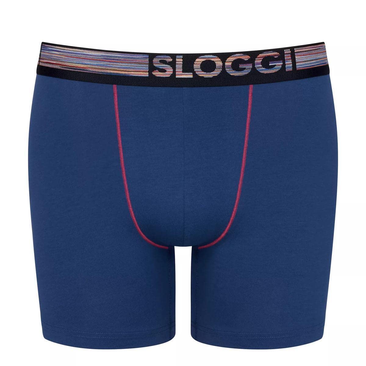 SloggiMen's Cotton Blend Modern Solid Boxer Shorts (Pack of 2) (10211739 B9_Multi-Color_L)