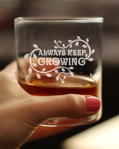 Miniatura 2 de Bevvee Keep Growing - Vaso de whisky Rocks - Regalos temáticos de jardinería y decoración para jardineros - Vidrio de 10.25 onzas
