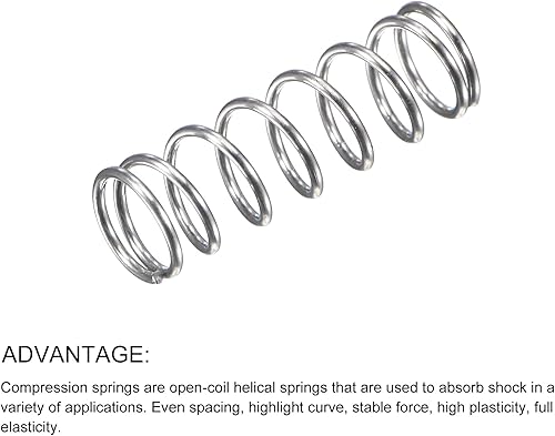Miniatura 170 de METALLIXITY Resortes de compresión (0.020 x 0.118 in de diámetro exterior, 0.787 in de longitud libre) 20 unidades, resorte de extensión de acero