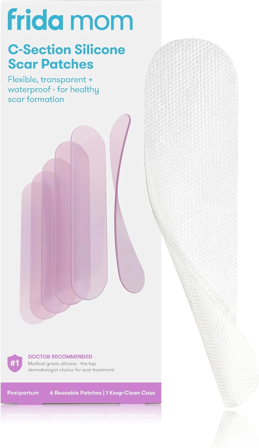 Frida Mom C-Section Silicone Strips, C-Section Recovery Must Have Scar Patches, Reusable Medical Grade Treatment for Keloid Scars, Includes Case & Pouch Frida Mom C-Section Silicone Strips, C-Section Recovery Must Have Scar Patches, Reusable Medical Grade Treatment for Keloid Scars, Includes Case & Pouch