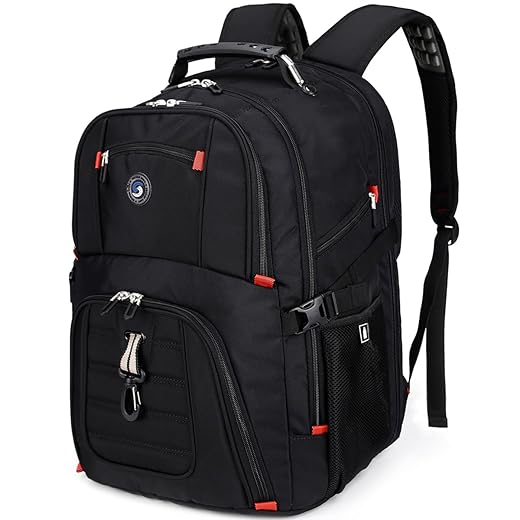 SHRRADOO Extra Large 50L Travel Laptop Backpack with combination lock, College Backpack Airline Approved Business Work Bag Fit 17 Inch Laptops for Men Women,Black