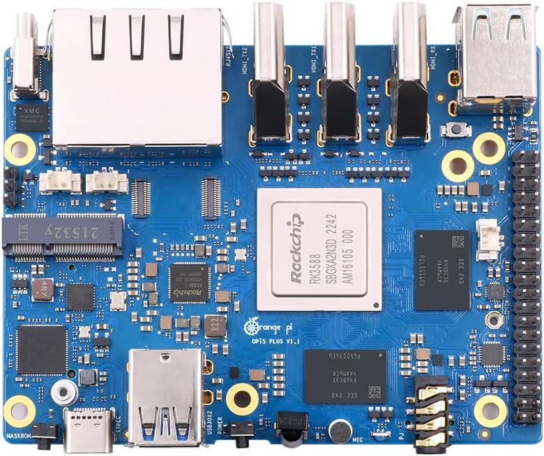 5 Plus 16GB: Rockchip RK3588 8 Core 64 Bit, 2.4GHz, Wi-Fi 6, 2x HDMI, 2x Ethernet 2.5G, USB 3.0, 2.0 and USB-C (Power)