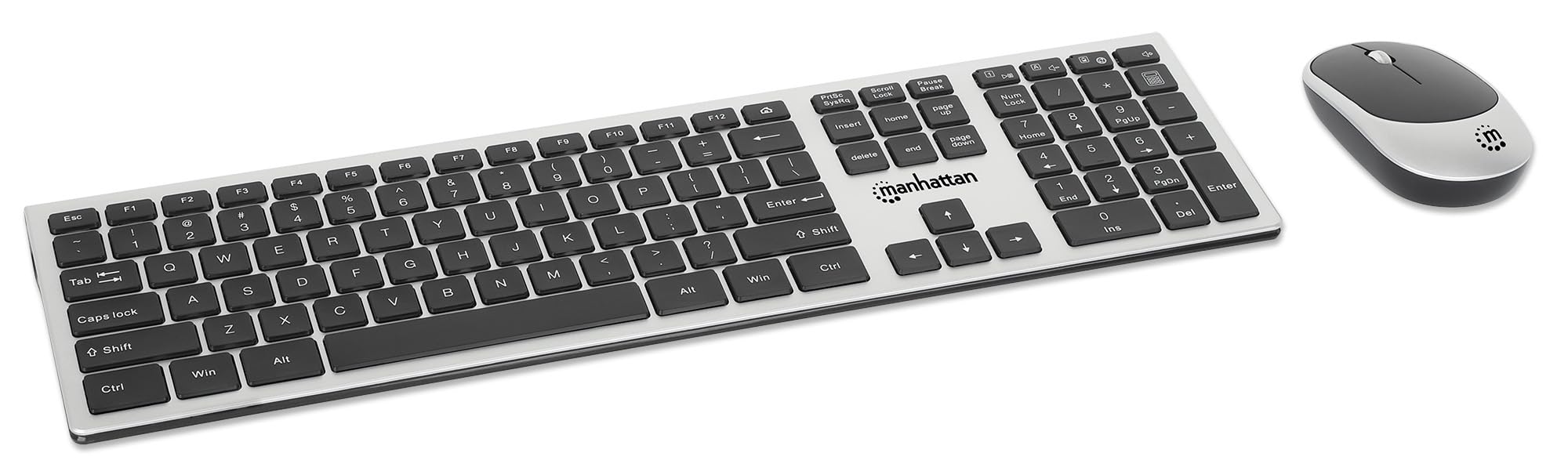 Manhattan Wireless USB Keyboard and Mouse Combo Set, Full-Size, 1200 DPI