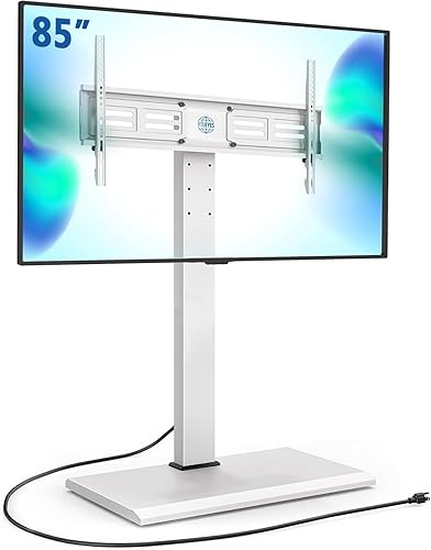 Vista 12 de FITUEYES Soporte de TV de suelo con soporte giratorio para televisores LCD/LED grandes de 50 a 85 pulgadas, estante ajustable, soportes de TV
