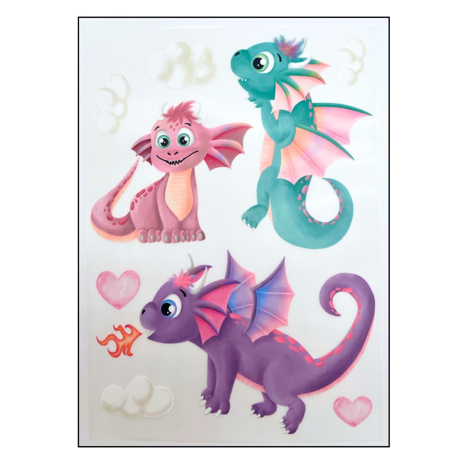 Écussons thermocollants dragons mignons format A4 pour l'atelier customisation de la rentrée