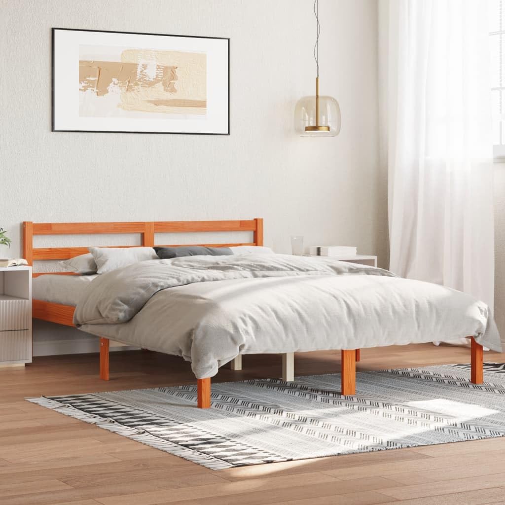 vidaXL Cadre de lit sans Matelas Cire Marron 120x190cm Bois pin Massif