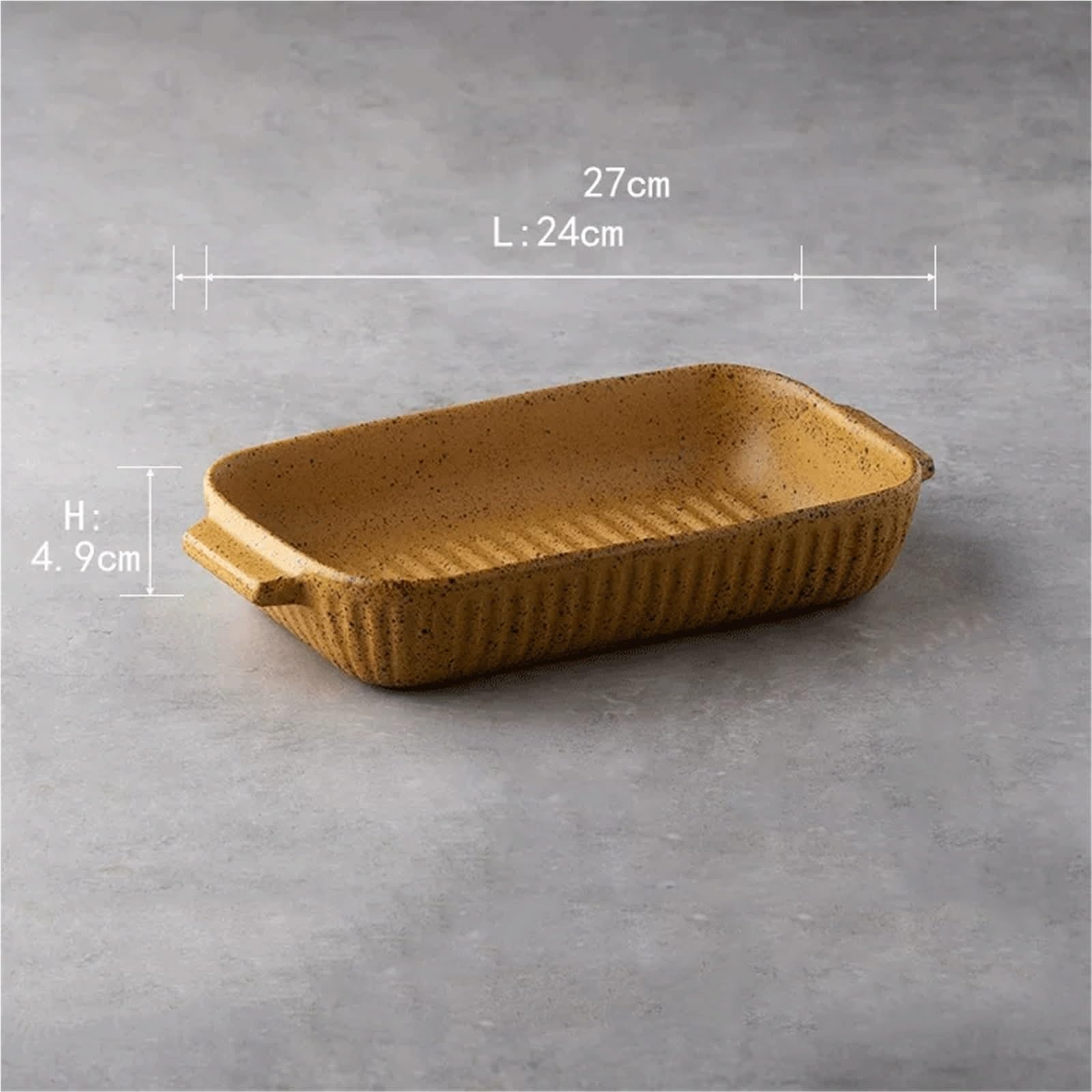 Plat Four Plat de Cuisson rectangulaire en céramique avec poignées à Utiliser Plat Gratin(Yellow)