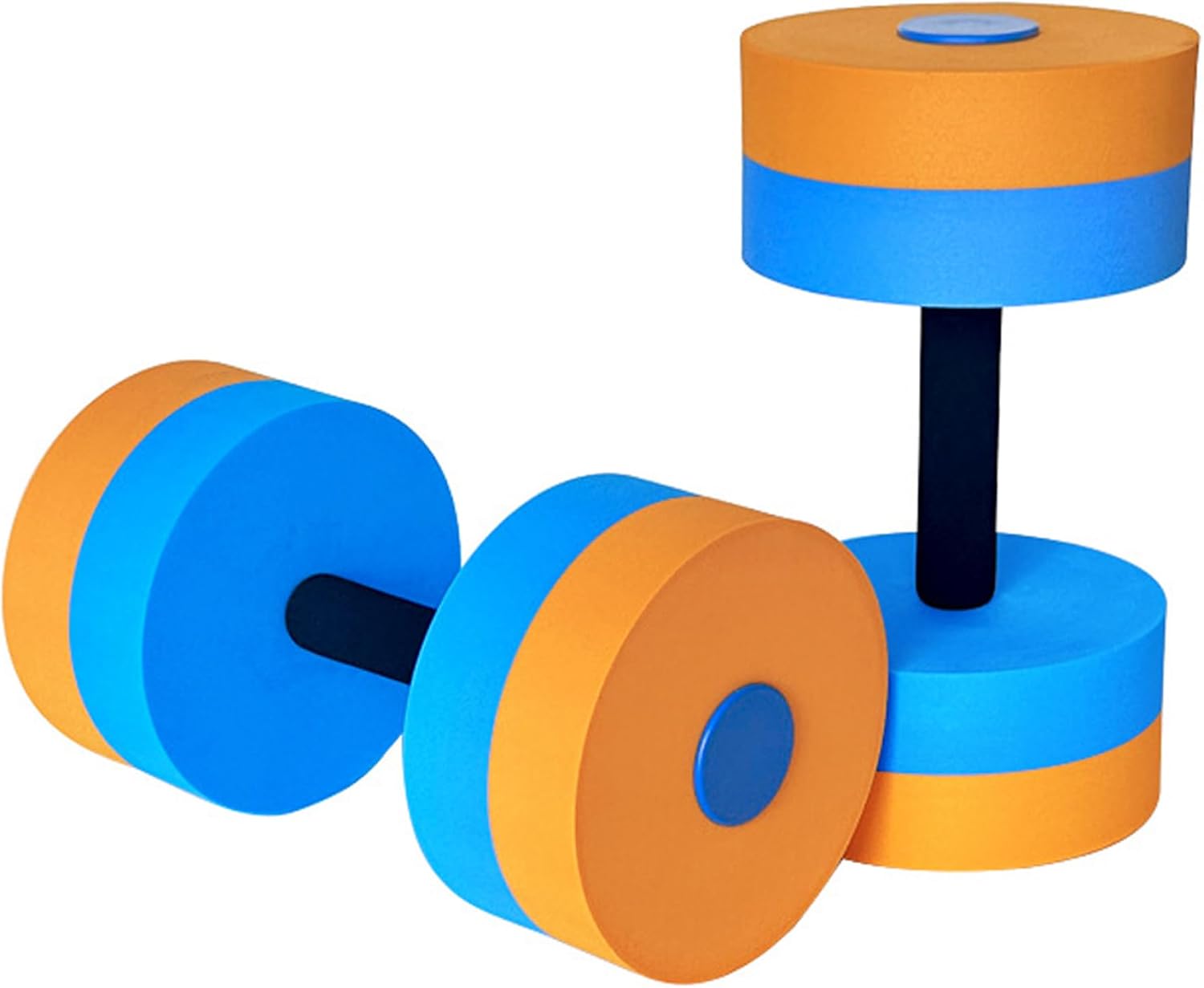 Pool Weights Set of 2 Water Dumbbells for Pool Exercise - Eco-Friendly EVA Foam Aqua Weights for Enhanced Water Aerobics Training, Swimming Fitness Equipment (Orange & Blue)