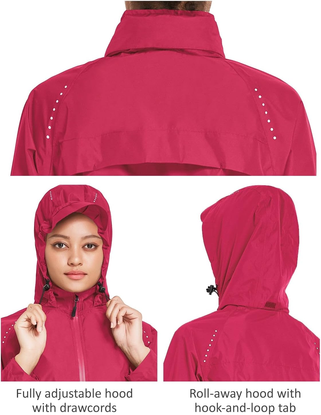 baleaf Women's Rain Jackets Waterproof Windbreaker Packable Running Lightweight Cycling Jacket Reflective Hooded - Image 5