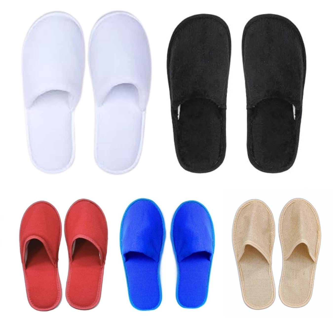 JackPro Non-Slip Closed-Toe Disposable Slippers – 5 Pairs Soft, Washable, Unisex Slippers for Home, Hotel, Spa, Travel & Guests