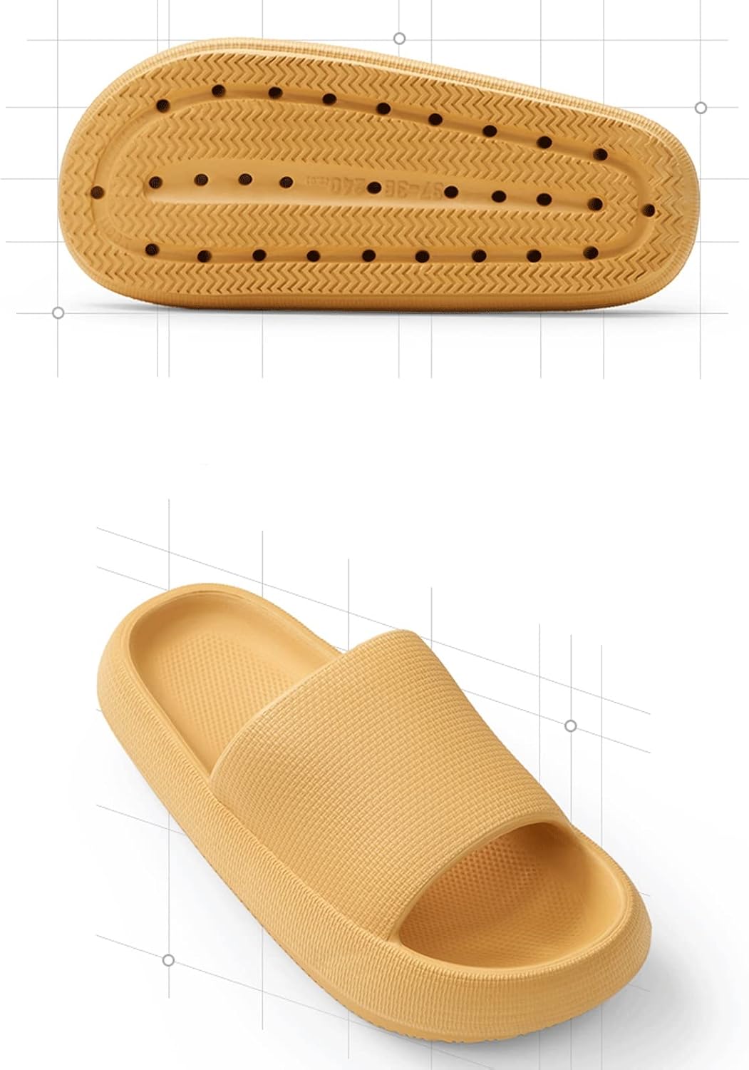 Shark Slippers Shower Shoes Women's Ultralight EVA Shower ShoesHome Bath Slippers for College Dorm Summer Sandals (Color : Orange, Size : 35-36)