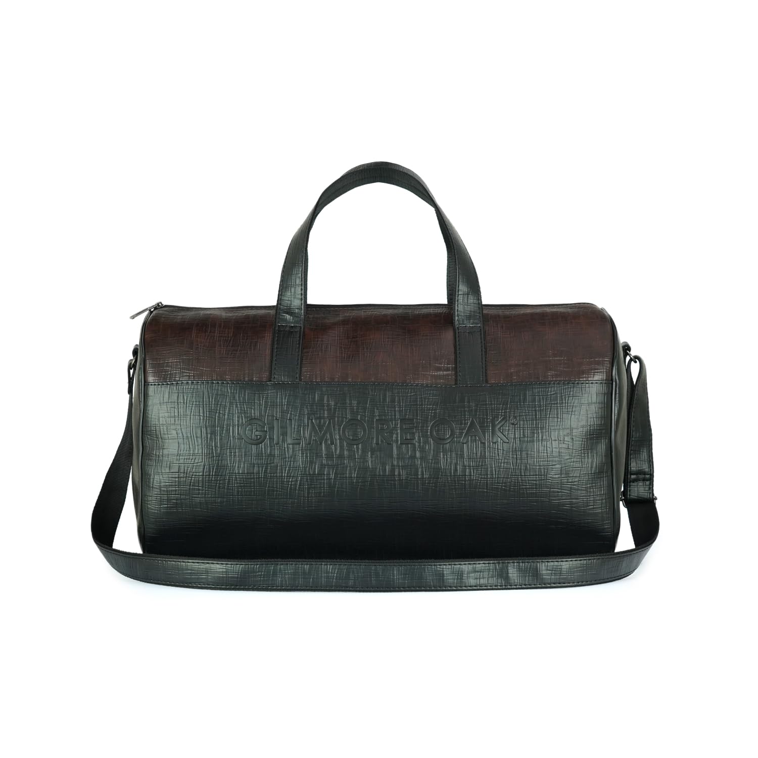 Gilmore Oak Spark Leatherette Unisex Weekender Travel | Stylish & Spacious Duffle Bag | Duffle Bag for Gym, Sports, Training and Travel (Black/Brown)-image-37