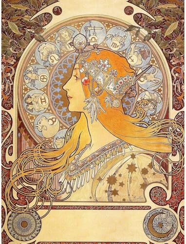 Alphonse Mucha affiche Zodiaque vintage pour décor de salon