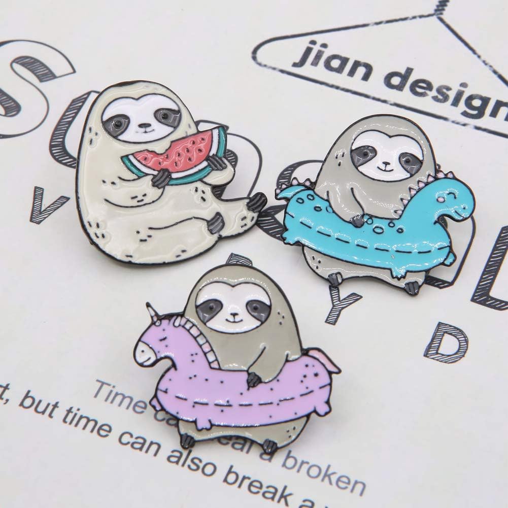 Apol Cute Cartoon Sloth Lapel Brooch Pins Cartoon Animal Brooches Pin Badges for Clothes Jackets Hats Jean Bag Clothes Decoration 3 Pack