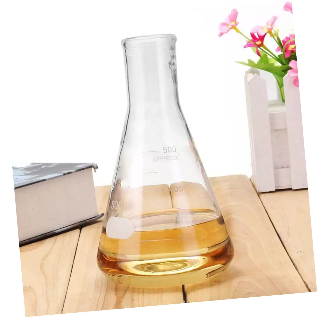 KICHOUSE 5pcs Borosilicate Glass Erlenmeyer Flasks Narrow Mouth Conical Flasks for Laboratory Use High Temperature Resistance for Chemistry Experiments