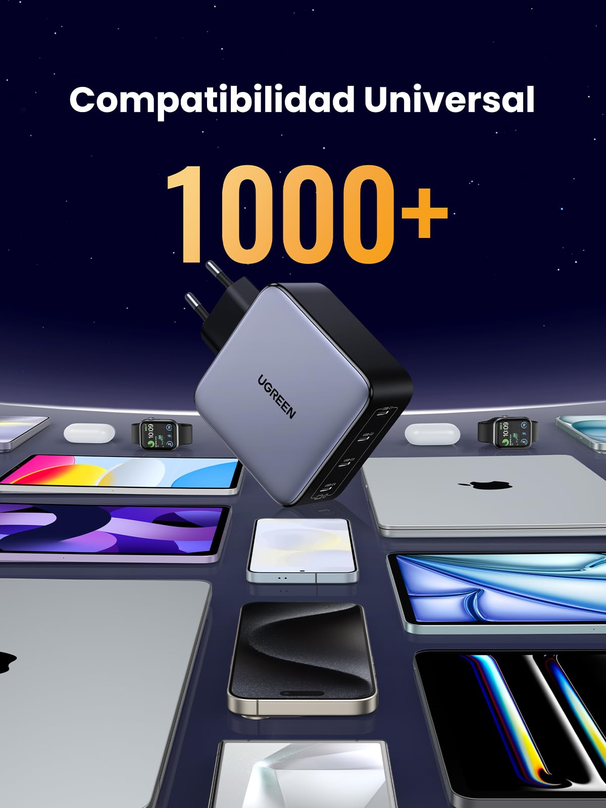 UGREEN Nexode 100W Cargador USB C Adaptador de Corriente Múltiple GAN | 4 Puertos PD 3.0 PPS 45W Compatible con MacBook Pro iPad iPhone 17 Pro MAX Air 16 15 Galaxy S26 Pixel 10