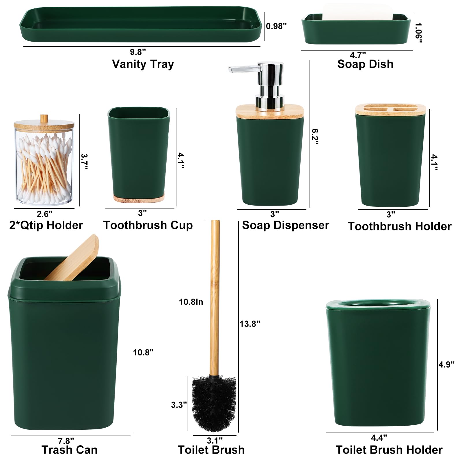 5x Set di accessori per il bagno scopino per wc tazza per spazzolino da denti e Dispenser di sapone con