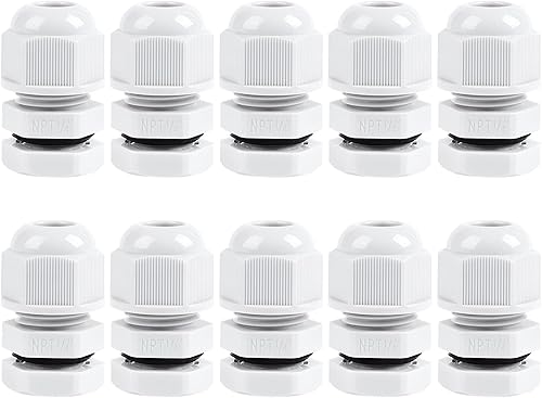 Miniatura 44 de Surtido de prensaestopas de nailon IP68, impermeable, con certificación UL y compatible con RoHS, 20 piezas, alivio de tensión de cable de 1/4