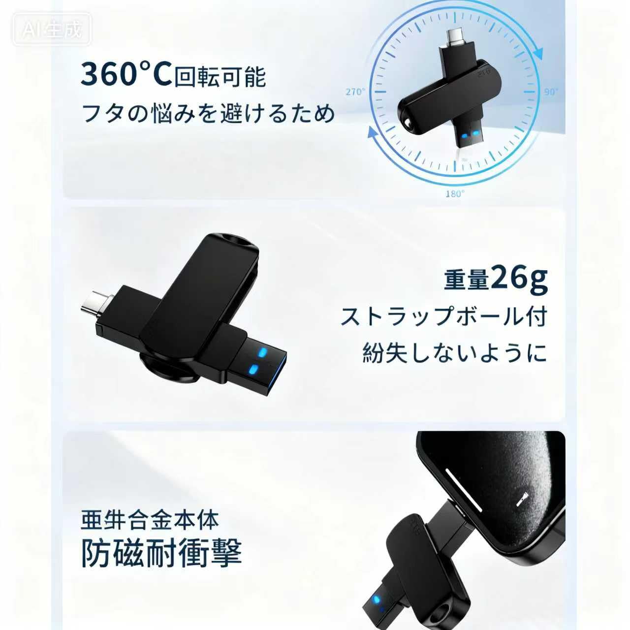 Amazon.co.jp: 2TB 大容量 USBメモリ 大容量 USB&Type-C メモリ 外付け