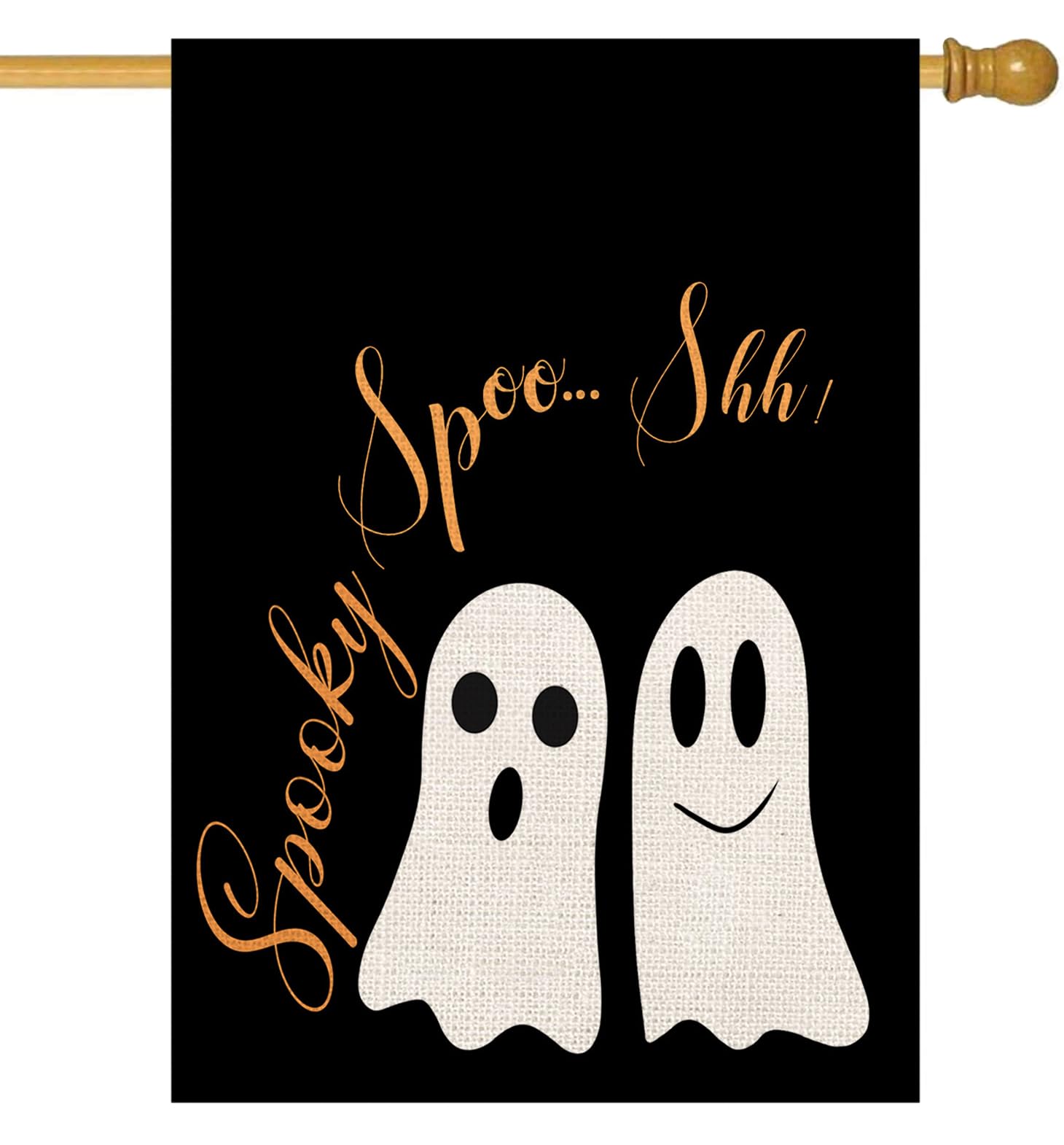 Smilyard Halloween Spooky House Flag Double Sided 28x40 Inch Lovely Ghost Shh Boo Black White Orange Halloween Quote Outdoor Flags Small Burlap Vertical Holiday Garden Lawn Yard Decoration