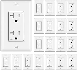 BESTTEN 20 Pack 20 Amp Decor Wall Receptacle Outlet, 20A Tamper-Resistant (TR) Electrical Outlet with Wallplate, Residential and Commercial Use, White