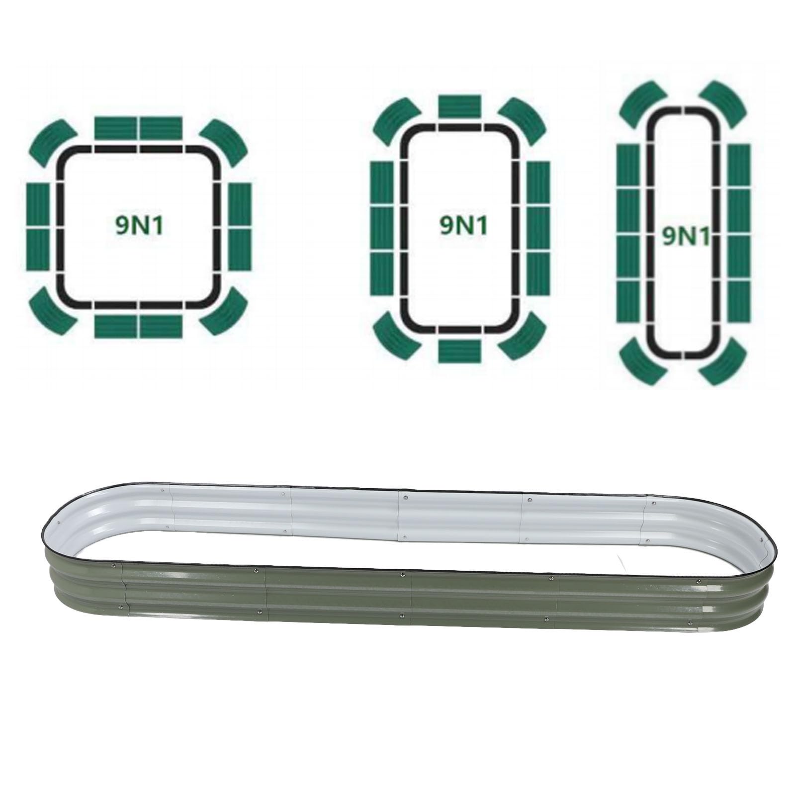 Raised Planter Bed, Metal Garden Bed Kit Garden Bed Galvanized Planter Box Outdoor for Vegetables Flowers Galvanized Box (Light Green)