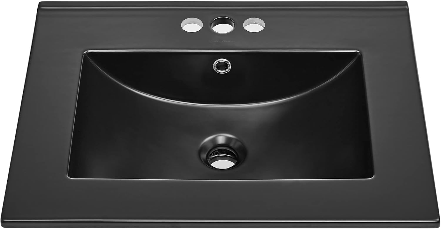 Matte Black Ceramic 24" Vanity Top Bathroom Sink
