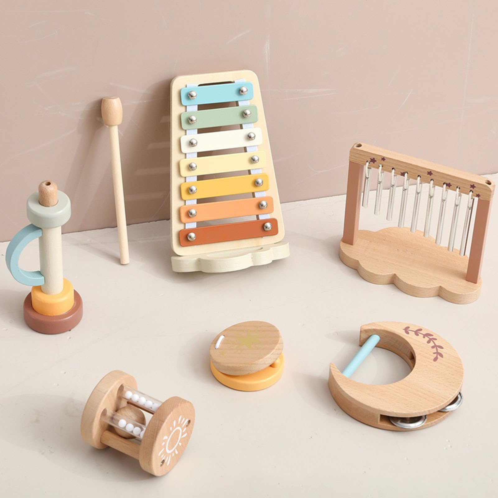 Zestaw muzycznych zabawek uspokajających Montessori dla niemowląt, instrumenty perkusyjne Orffa