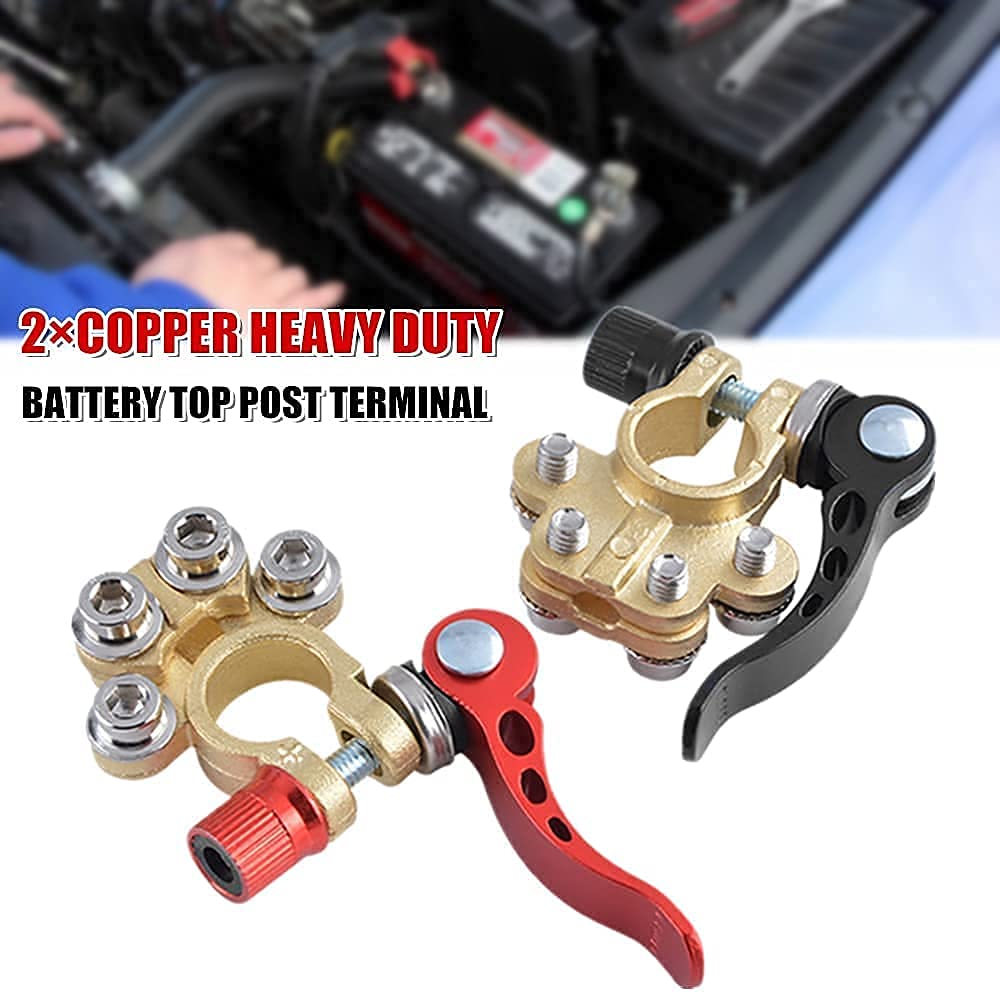 ELECDON Battery Terminal Clamp Connectors, 2Pcs 4 Way Positive Negative