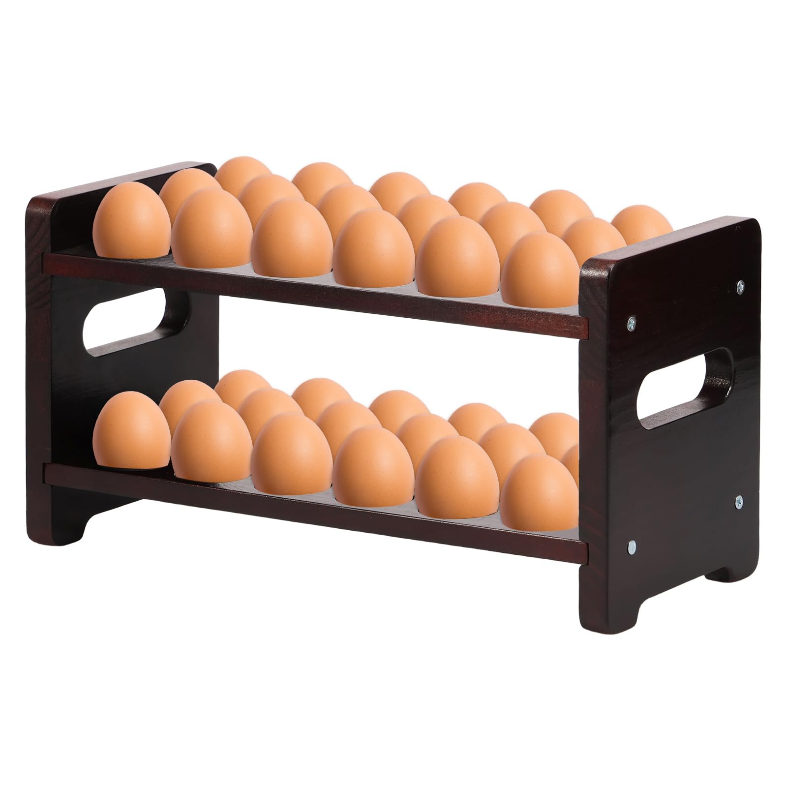 Soporte de madera para huevos, estante de almacenamiento de 2 niveles para 36 huevos, cesta de huevos de granja para recoger huevos frescos, soporte de exhibición de almacenamiento de bandeja de