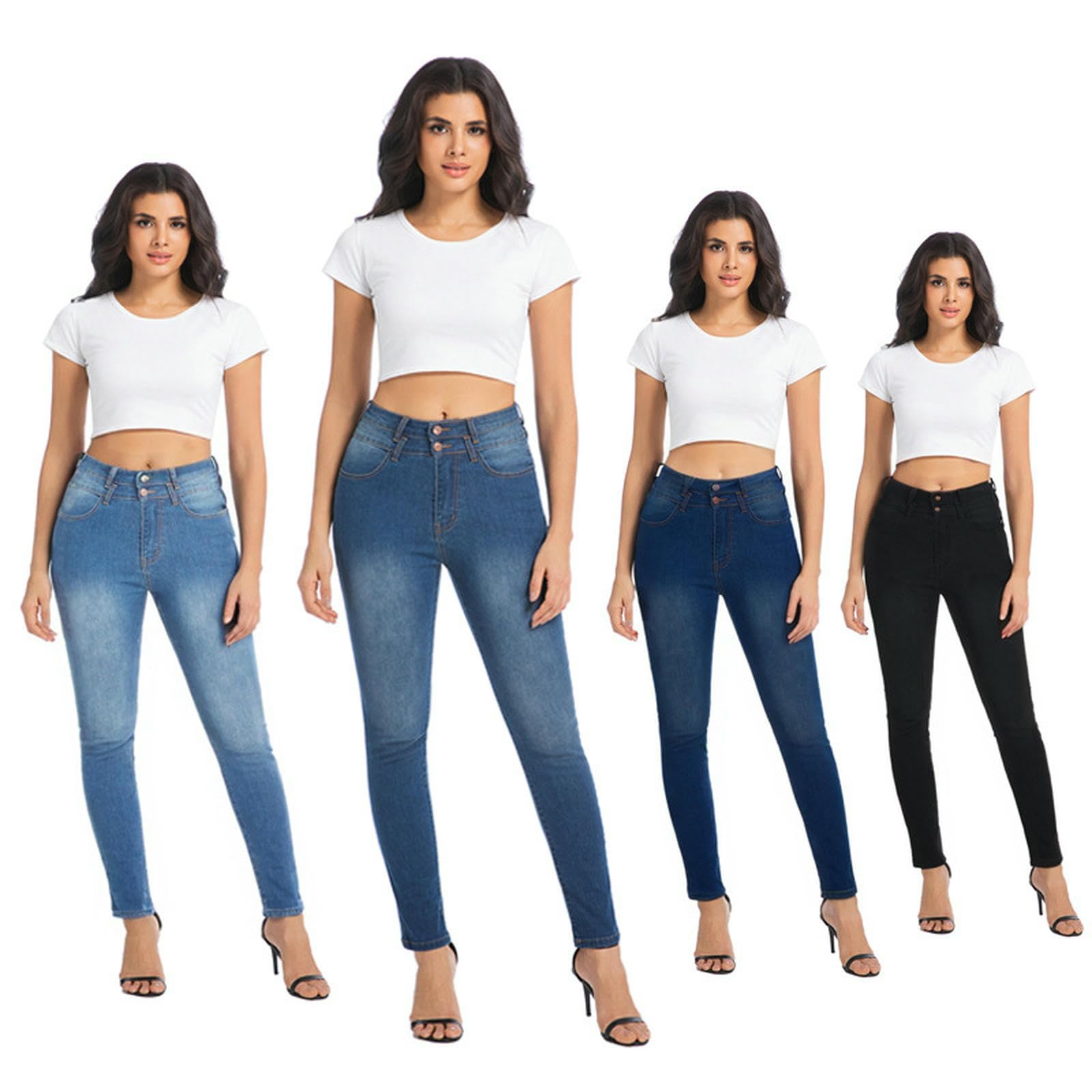 Jean pour Femme Jeans Colombiens Maigres Et Maigres-Bleu Foncé-s